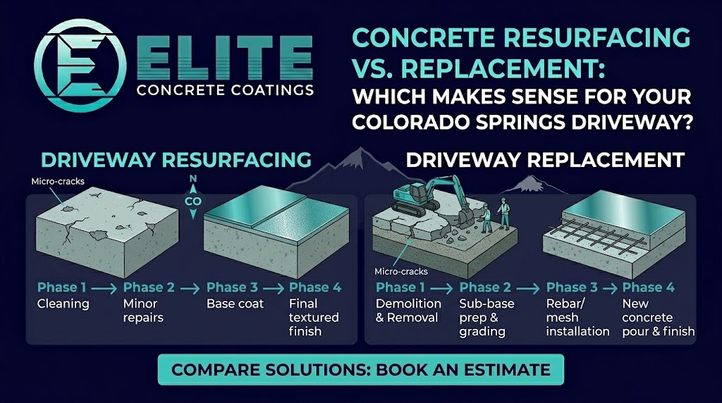 Concrete Resurfacing vs. Replacement: Which Makes Sense for Your Colorado Springs Driveway?